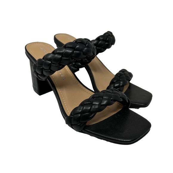 Sincerely Jules Women's Size 7.5 Iris Block Heel Braided Strap Sandals Black NEW - Picture 1 of 6